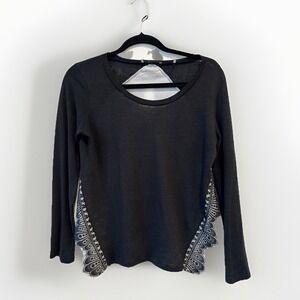 Sandro Paris Linen Lace Panel Top Sz 2/Med Parisian Chic Designer Model Off Duty